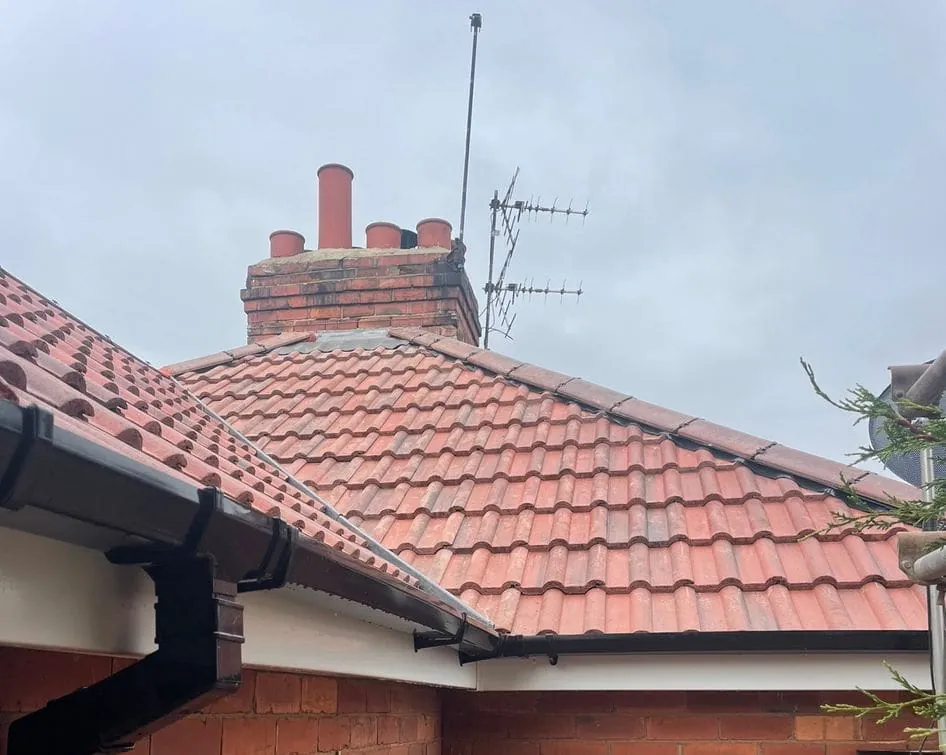 Brick chimney stack on a Harrogate rooftop
