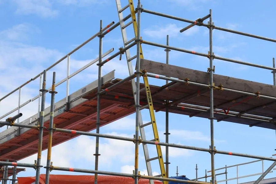 A mobile scaffold tower set up for a small access job