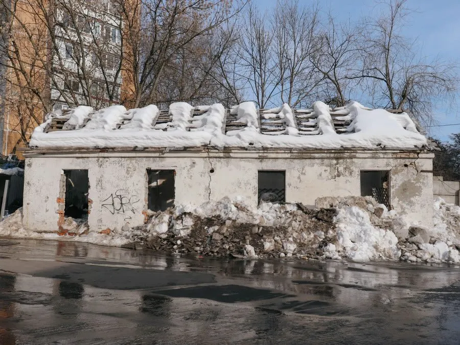 An old roof showing frost and weather damage after a hard winter